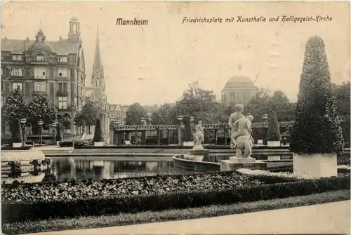 Mannheim, Friedrichsplatz mit Kunsthalle und Heiliggeist-kirche -389842