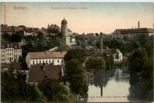 Bautzen, Spreepartie mit Brauerei u. Neutor -387176