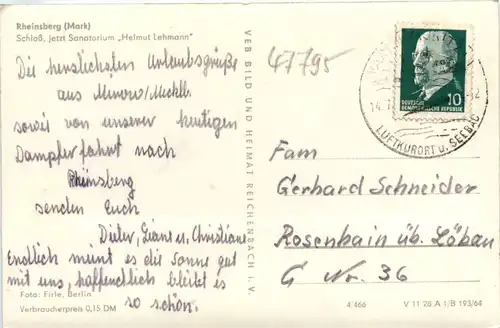 Rheinsberg Mark, Schloss - Sanatorium Helmut Lehmann -388730