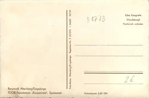 Altenberg, Berghof Raupennest, Sanatorium, Speisesaal -389738