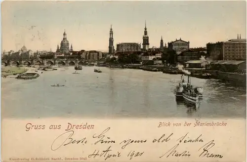 Gruss aus Dresden - Blick von der Marienbrücke -454856