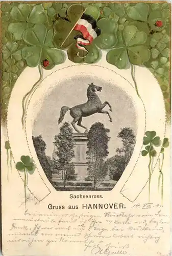 Gruss aus Hannover - Sachsenross - Prägekarte -455056