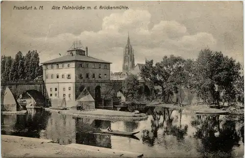 Frankfurt, Alte Mainbrücke m.d. Brückenmühle -389992