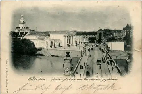 München, Ludwigsbrücke mit Ausstellungsgebäude -390308