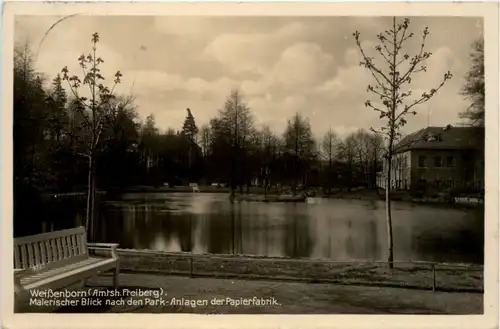 Weissenborn, Blick nach den Park.Anlagen der Papierfabrik -390136