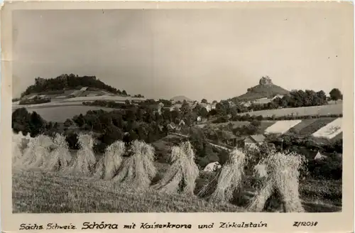 Schöna, Sächs. Schweiz mit kaiserkrone und Zirkalstein -388906