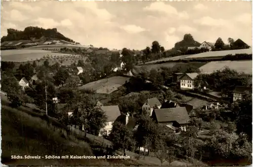 Sächs. Schweiz, Schöna mit Kaiserkrone und Zirkelstein -388984
