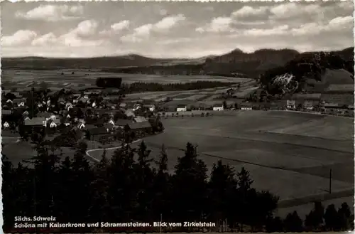 Sächs. Schweiz, Schöna mit kaiserkrone und Schrammsteinen -388994