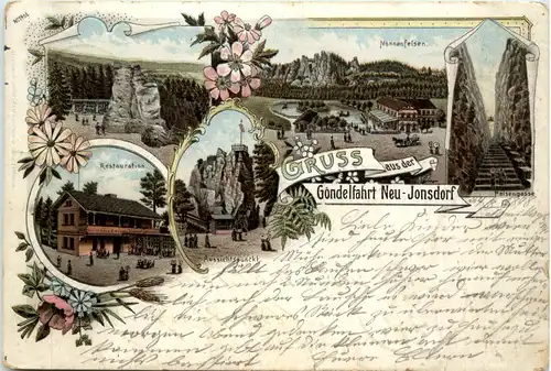 Neu-Jonsdorf - Gruss aus der Gondelfahrt - Litho -478642