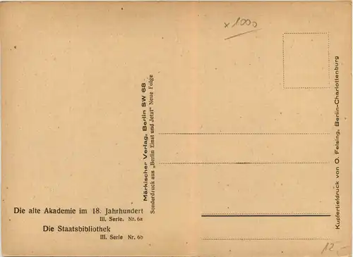 Berlin, Die alte Akademieim 18.JH, Die Staatsbibliothek -373362