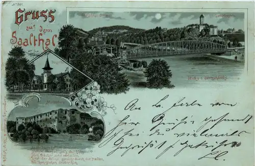 Gruss aus dem Saalthal - Litho - Halle -478998