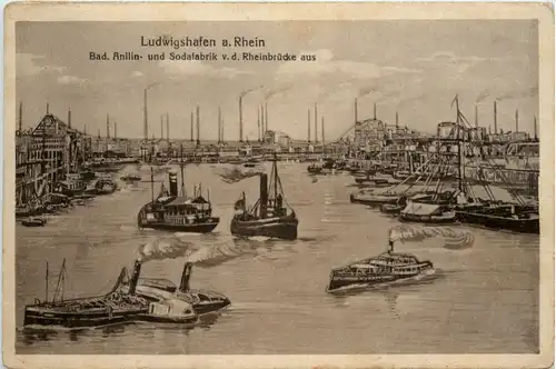 Ludwigshafen, Bad, Anilin- und Sodafabrik v.d. Rheinbrücke aus -389850
