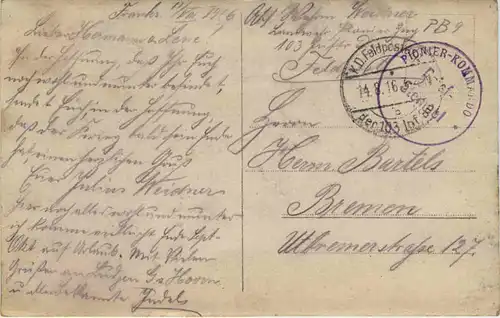 Feldpost 103. Infanterie Division - Pionier Kommando -478050