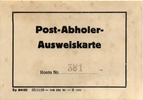 Peitz - Post Abholer Ausweis -478924