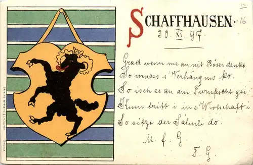 Schaffhausen - Wappen - Litho -480178