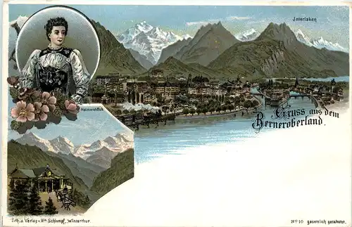 Gruss aus dem Berneroberland - Interlaken - Litho Schlumpf -479144