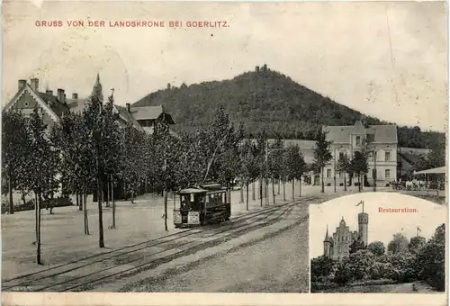 Gruss von der Landskrone bei Görlitz - Strassenbahn -478640