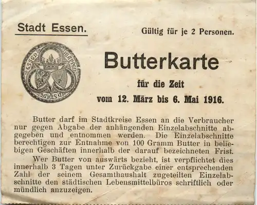 Essen - Butterkarte 1906 -478698