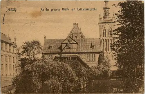 Danzig - An der grossen Mühle mit Katharinenkirche -479348