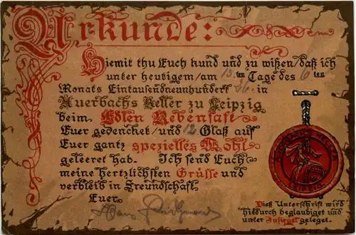 Leipzig - Urkunde Auerbachs Keller -478890