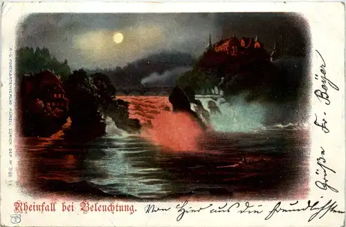 Schaffhausen - Rheinfall mit Beleuchtung -480154