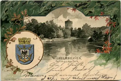 Wilhelmshaven - Partie aus dem Park - Litho Prägekarte -480614