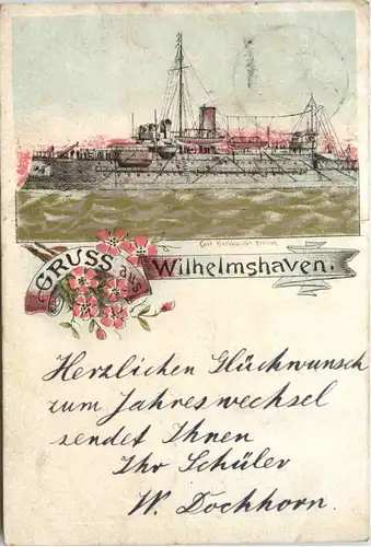 Gruss aus Wilhelmshaven - Dampfer - Litho -481438