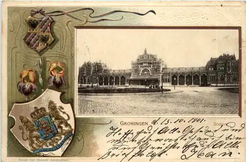 Groningen - Litho - Prägekarte -479796