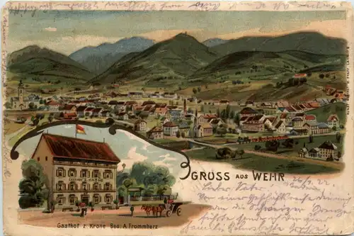 Gruss aus Wehr - Gasthof zur Krone - Litho -478374