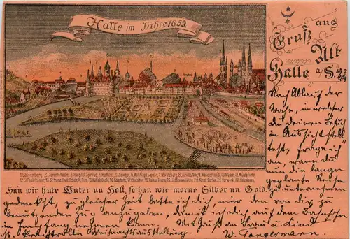 Gruss aus Alt Halle - Halle im Jahre 1653 -90766