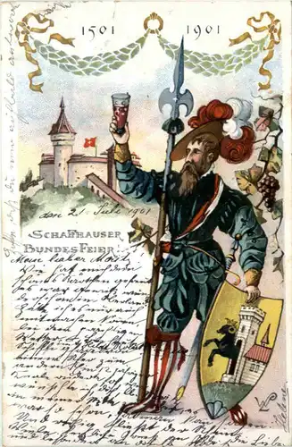 Schaffhausen - Bundesfeier 1901 - Litho -480192