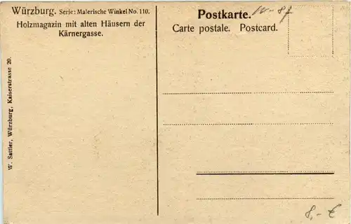 Würzburg, Holzmagazin mit alten Häusern der kärnergasse -456590