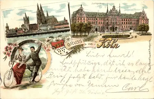 Gruss aus Köln - Fahrrad - Litho -91126