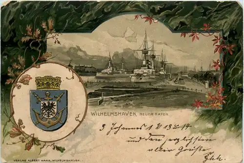 Wilhelmshaven - Neuer Hafen - Litho Prägekarte -480616