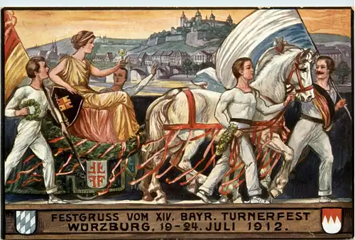 Würzburg - Festgruss vom Trunfest 1912 - Privatganzsache PP27 C60 -91982