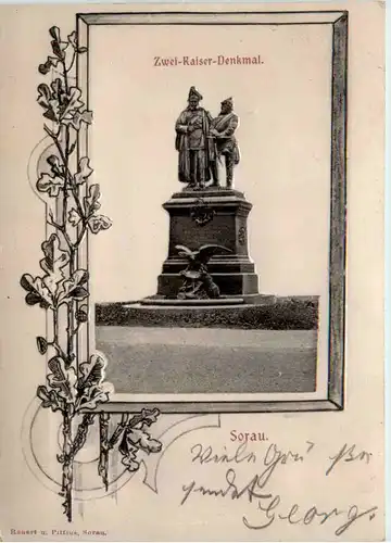 Sorau - Zwei-Kaiser Denkmal - Prägekarte -481848
