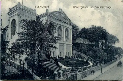 Flensburg - Nordergraben mit Freimauererloge -482172
