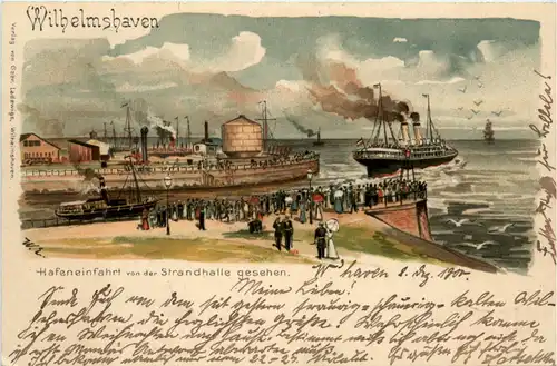 Wilhelmshaven - Litho - Hafeneinfahrt -480786