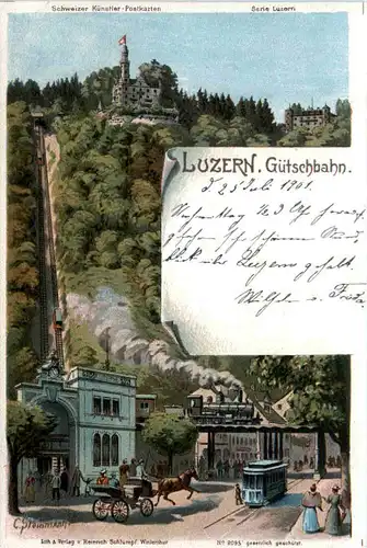 Luzern - Gütschbahn Künstlerkarte Steinmann -482652