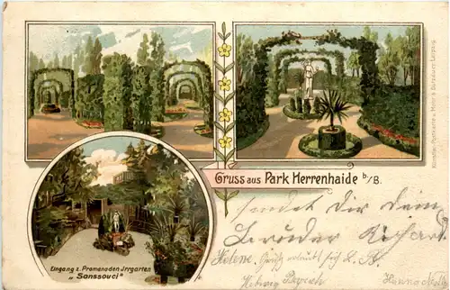 Gruss aus Park Herrenhaide - Litho -482892