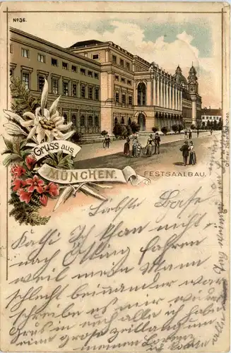 Gruss aus München - Festsaalbau - Litho -94216