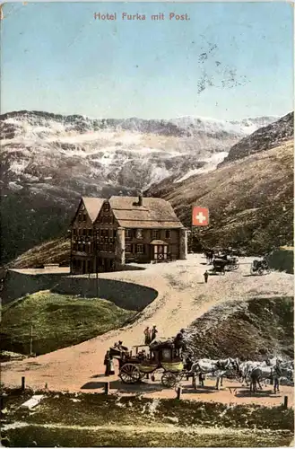 Hotel Furka mit postkutsche -485556
