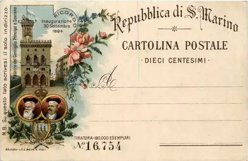 Republica di San Marino Inaugurazione 1894 -462068