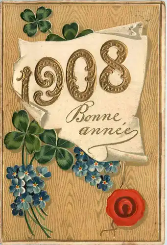 Neujahr - Prägekarte - Jahreszahl 1908 -486244