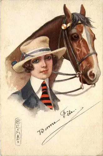 Frau mit Pferd -486248