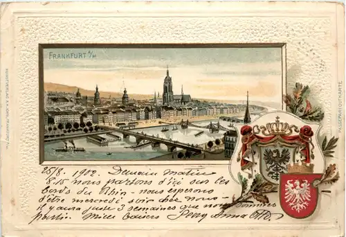 Frankfurt - Litho Prägekarte -487260