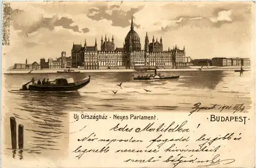 Budapest - Neues Parlament - Litho -463928