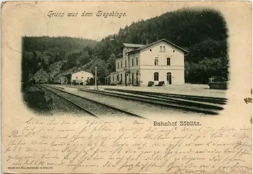 Bahnhof Zöblitz - Gruss aus dem Erzgebirge - Marienberg -487112