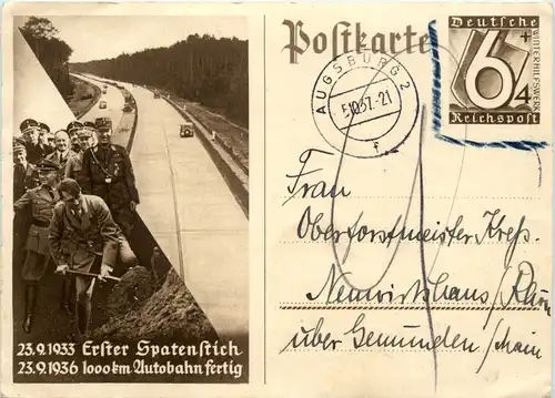 Autobahn - Erster Spatenstich - Adolf Hitler - Ganzsache -489238