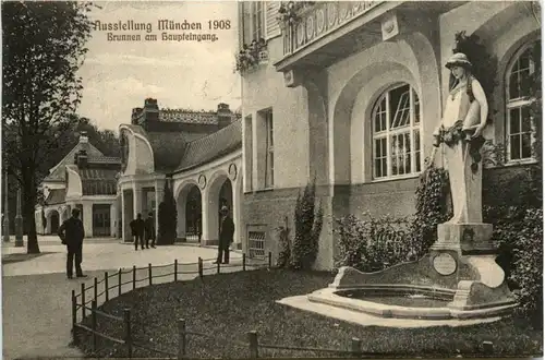 München, Ausstellung 1908, Brunnen am Haupteingang -371716